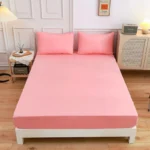 Kuup Polyester 3pcs Solid Color Queen Size Bedding Set - Fitted Sheet & Pillowcases with Elastic Band Mattress Cover - Image 13
