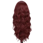 Red wine color synthetic wig with long curly hair, full head of wig, party, daily use, high-temperature hair wig - Image 2