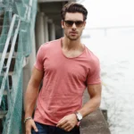 T Shirt Men Casual Solid Color Slim Fit V-neck - Image 6