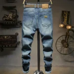 Vintage Blue Jeans Men Slim Autumn New Fashion Stretch - Image 2