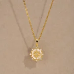 Stainless Steel Spiral Sun Flower Pendant Necklace for Women 18K Gold Plated Stackable Boho Necklace Waterproof Fashion Jewelry