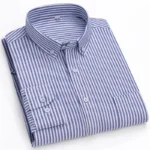 New 100% Cotton Oxford Men’s Shirts Long Sleeves Plaid Soft Regular Fit Formal Dress Shirt Pocket Social Blouse Male Clothes