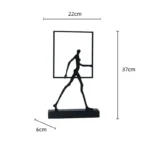 Home Decor Statues Metal Handicraft Abstract Wrought Iron Figures Square Frame Walking People Portrait Cropping Figurines Decor - Image 5