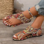2025 Women Flat Sandals Comfortable Flats Sandals Printed Bohemia Roman Style - Image 2