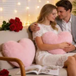 Pink Heart Pillow 30x40cm Decorative Cushion for Living Room Bedroom Sofa Chair Cozy Accent and Reading Nook Comfort