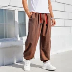 Men's Harem Pants Loose Fit Chinese Style Cotton Linen Solid Color Cozy Sweatpants Joggers High Quality Male Casual Trousers - Image 2