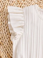 Spring and summer girls fashion vacation casual solid color round neck flying sleeve dress summer clothing + small satchel - Image 4