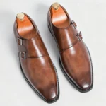 Classic Retro Dress Men's Monk Leather Shoes With Pointed Toe Buckle Business Office Wedding Comfortable Men's Oxfords Shoes - Image 2