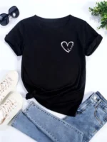 Love Heart Printed Trend Women Fashion Clothing Graphic T-shirts - Image 7