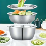 3pcs Stainless Steel Kitchen Set With Grinder Filter Bowl - Food Safe Drainage For Fruits Veggies Cheese | 24-hour Shipping - Image 5