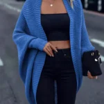 Ladies Elegant Open Cardigan Knitted Sweater Spring Autumn Outerwear Loose Long Sleeve Top for Holiday Versatile Casual Wear