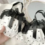 Women’s Cute Bow & Polka Dot Bra Set – No Wire Push Up for Petite Chest, Comfort Lace Underwear Set (2-Piece)