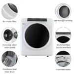 Compact Home 3.5Cu.Ft Electric Dryer Machine Stainless Steel Drum Clothing New - Image 4