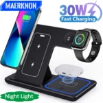 30W 3 in 1 Foldable Magnetic Wireless Charger Stand For iPhone