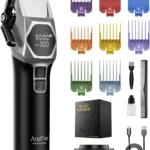 Professional Cordless Hair Clippers for Men – 8000RPM Motor, 5 Speeds, 440C Blades, Kit with Charging Dock & Guards