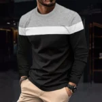 New Men’s Casual Round Neck T-shirt Breathable, Comfortable, and Fashionable Long Sleeved T-shirt trend versatile casual tops