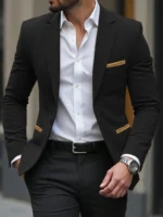 Men's Corduroy Blazer Jacket Medium Thick Business Suit Spring & Fall Season Fitted Design Woven Fabric Style