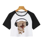 Casual Crop Tops 2000s Y2k Print Women Tee Shirt Harajuku