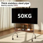 Stainless Steel Rolling Floor Mobile TV Stand for 32-75 Inch LCD LED Screen TVs TV Cart Holds up to 110Lbs Max VESA 600x400mm - Image 3