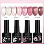 LILYCUTE 4/5Pcs/Set 7ML Nude Pink Gel Nail Polish and Translucent Jelly Nail Art Gel Semi Permanent Soak Off Design Manicure Set - Image 15