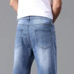 High Cotton Stretch Jeans for Men Loose Straight Leg - Image 8