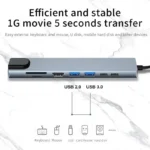 For MacBook Notebook Laptop Computer USB C Hub 8 in 1 Type C 3.1 To 4K HDMI Adapter with RJ45 SD/TF Card Reader PD Fast Charge
