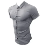 Summer Fashion Super Slim Fit Short Sleeve Shirts Men Classic Casual Dress Shirt Male Hipster Relaxed Luxe Formal Shirt - Image 7