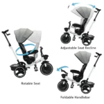 5-in-1 Baby Stroller Tricycle, Adjustable Canopy, Sit & Recline, Quick Assembly. - Image 4
