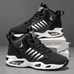 Men's High-Top Basketball Shoes Feature a Breathable Mesh Design for Maximum Comfort Outdoor Shock-Absorbing Running Shoes, High-Rebound Cushioning Technology, Make Running Smoother and More Comfortable, Enhance Support, Stylish White Design, Suitable for Athletic Performance and Everyday Wear.