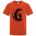 Men's High Quality 100% Cotton Moon Print Casual Summer Cool Short Sleeve Men Tshirt Loose t-shirt Male Tee Shirts Male Tee Tops - Image 3