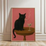 Black Cat Smoking a Cigarette Vintage Poster Art Retro Whimsical Print Funny Animal Wall Decor Poster for Bar Cart Quirky Kitche - Image 11