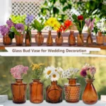 Amber Glass Bud Vases Set of 20Small Flower Vases for Wedding Centerpieces Mini Bud Vases in Bulk Amber Glass Vase for Table De - Image 4