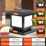 Outdoor Garden Decor Solar Pillar Lamp Remote Control Sunlight Wall Lamp for Street Gate Pathway Lighting Landscape Solar Lights