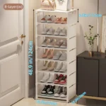 6/8 Layers Shoe Rack Organizer – Space-saving Metal Frame Fabric Shelf for Entryway/Hallway/Living Room