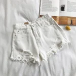 Korean Denim Shorts Women Summer Fashion Casual High Waist Ripped Jeans Pocket Tassel Y2K Hot Pants Streetwear Blue Trousers - Image 4