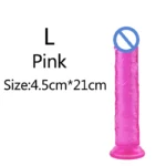 Cheap 6 Sizes Realistic Big Jelly Dildo Women Erotic Anal Sex Toys Gay Soft Clitoris Vaginal