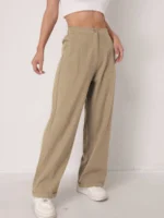 Elegant Solid Color Linen Wide Leg Pants for Women High Waist Drapey Casual Summer - Image 3
