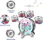 Mini Jazz Drum Set 6 Drums with Stool Musical Instruments Toy Birthday Gift for Beginners Boys Girls (with LED Light) - Image 4