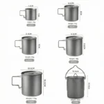 Titanium Camping Mug with Folding Handle Lightweight Portable Outdoor Cup Cooking set Cookware for Hiking Travel - Image 2