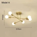 Nordic Minimalist Pendant Light Ceiling Lamp LED Chandelier Suitable for Bedrooms Living Rooms Black Gold Lighting Decoration - Image 7