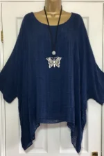 Womens Clothing Fashion Batwing Sleeve Solid Color Loose O-Neck 3/4 Sleeve - Image 11