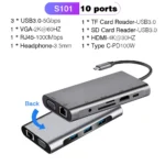 RJ45 100M/1000Mbps Ethernet to USB C Adapter Docking Station USB Type C to HDMI HUB 4K 30HZ Headphone PD 100W USB3 Extencion - Image 8