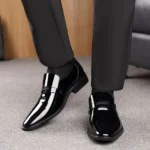 Black PU Patent Leather Shoes For Men Casual Business Shoes Formal Office Work Shoes For Male Party Wedding - Image 3