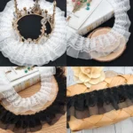5CM Wide New Double Layers 3D Pleated Chiffon Lace Ruffle Trim Fluffy Dress Pettiskirt Curtains Splicing Cloth Sewing Deocration - Image 3
