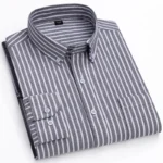 New 100% Cotton Oxford Men’s Shirts Long Sleeves Plaid Soft Regular Fit Formal Dress Shirt Pocket Social Blouse Male Clothes