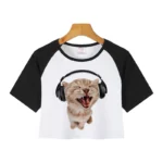 Casual Crop Tops 2000s Y2k Print Women Tee Shirt Harajuku