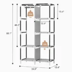 ROJASOP Portable Closet Wardrobe Closet for Hanging Clothes with 6 Storage Shelves 1 Hanging Rod and 4 Pockets Free Standing Cl
