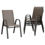 4-Piece Stackable Patio Chairs Set Outdoor Dining Chairs with Textilene Fabric/Metal Frame, for Deck Backyard Garden Poolside