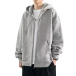 Men Hoodies Cardigan Solid Sweatshirts - Image 5