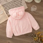 Girl Autumn Winter Keep Warm Clothes Lovely Zipper Hooded Long Sleeved Jacket Baby Girl Pink Plush Coat - Image 5